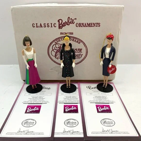 Barbie Holiday Classic Barbie 3piece Set Heirloom Ornaments With Coa Ashton Drake 93623 Poshmark
